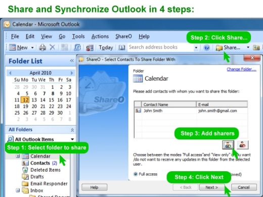 ShareCalendar for Outlook screen shot